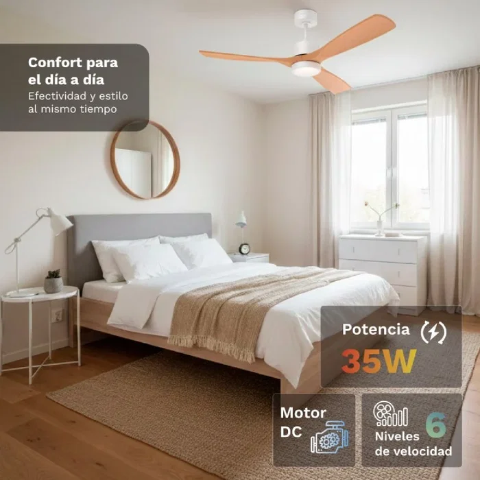 Grunkel SKYSTYLE52 Ventilador de Techo, 132 cm, 3 Aspas, Madera y Blanco Grunkel SKYSTYLE52 Ventilador de Techo, 132 cm, 3 Aspas, Madera y Blanco